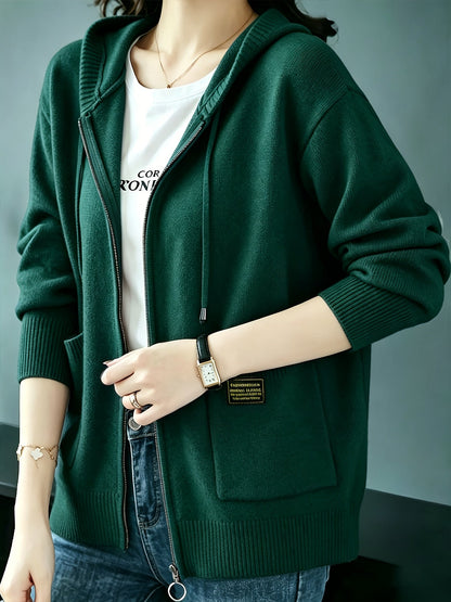 Rilena – à capuche avec cordon de serrage en maille de viscose, cardigan
