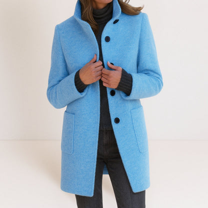 Velora – Manteau en laine mélangée à col montant
