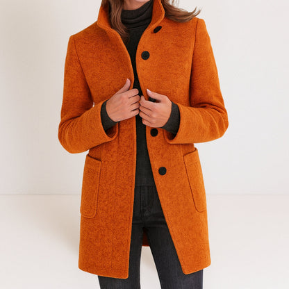 Velora – Manteau en laine mélangée à col montant