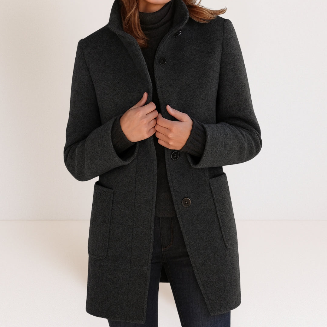 Velora – Manteau en laine mélangée à col montant