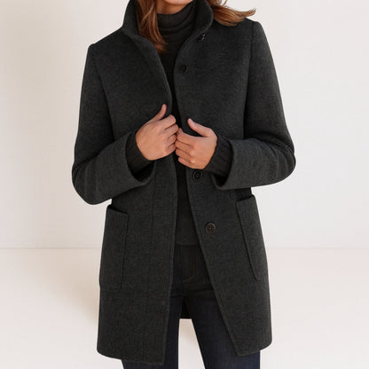 Velora – Manteau en laine mélangée à col montant
