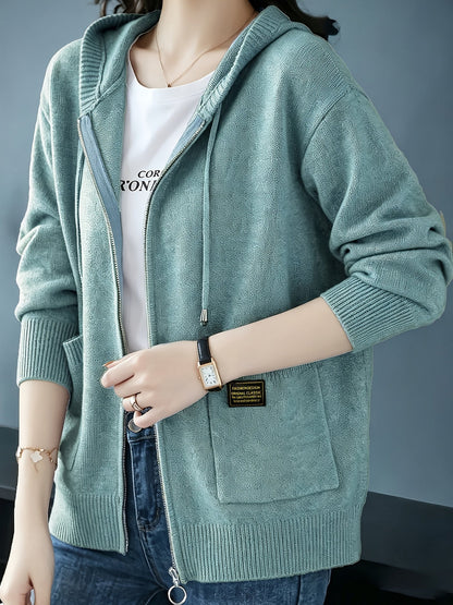 Rilena – à capuche avec cordon de serrage en maille de viscose, cardigan