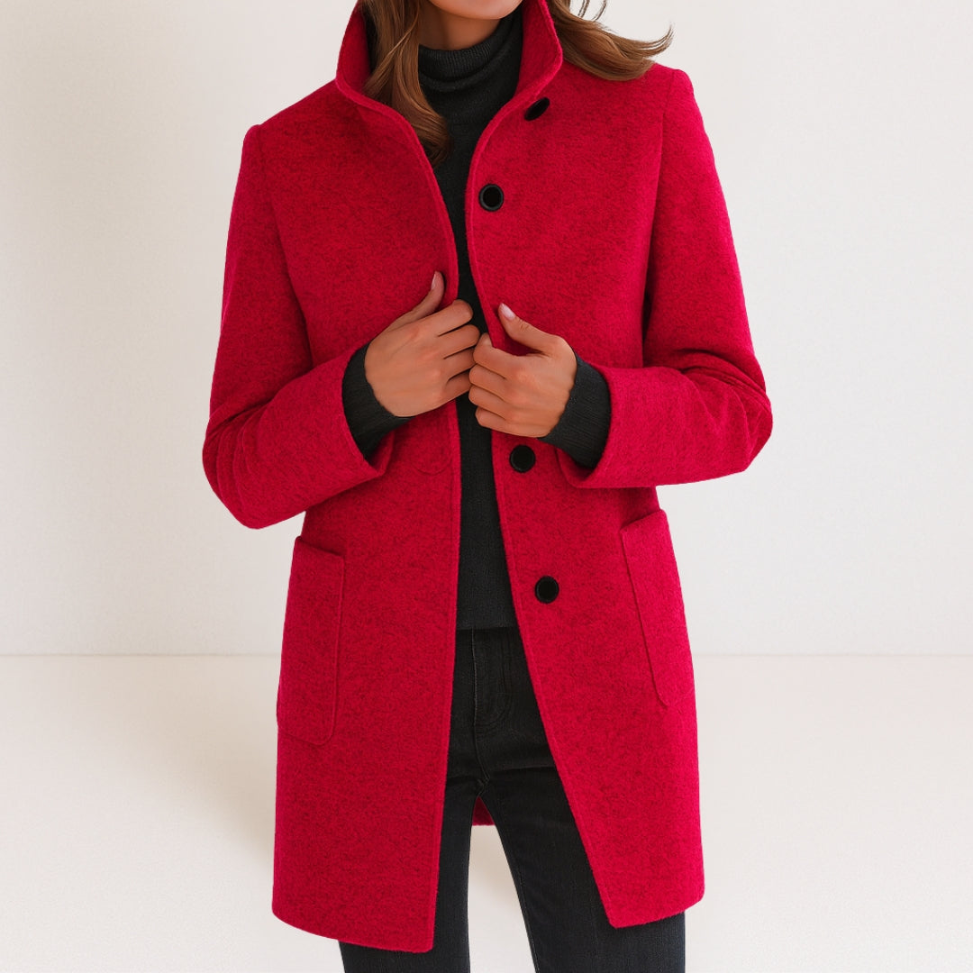 Velora – Manteau en laine mélangée à col montant