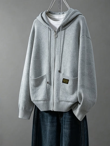 Rilena – à capuche avec cordon de serrage en maille de viscose, cardigan