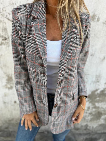 Vesara – blazer à carreaux à revers crantés