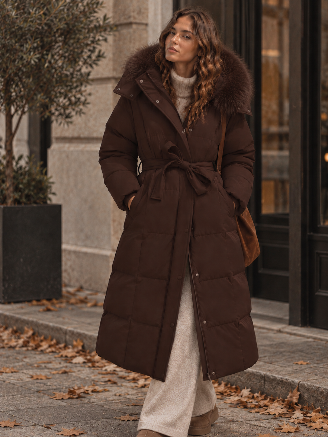 Solyne – Manteau matelassé en coton avec ceinture