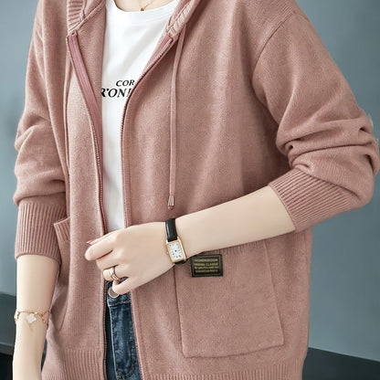 Rilena – à capuche avec cordon de serrage en maille de viscose, cardigan