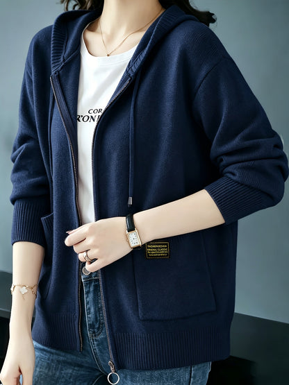 Rilena – à capuche avec cordon de serrage en maille de viscose, cardigan