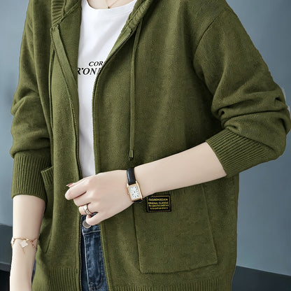 Rilena – à capuche avec cordon de serrage en maille de viscose, cardigan