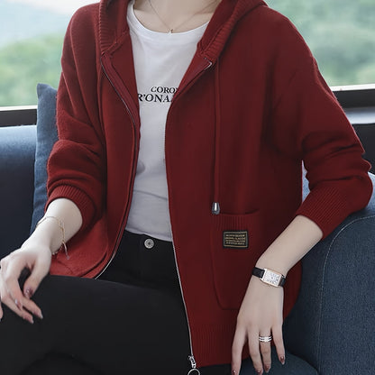 Rilena – à capuche avec cordon de serrage en maille de viscose, cardigan