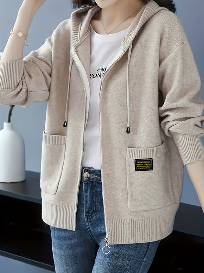 Rilena – à capuche avec cordon de serrage en maille de viscose, cardigan