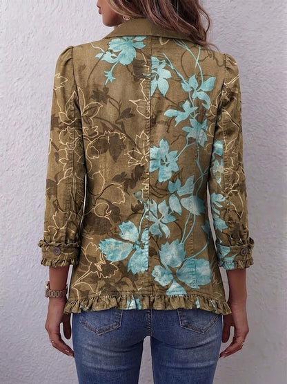 Reniva – Veste à volants à motif floral dégradé