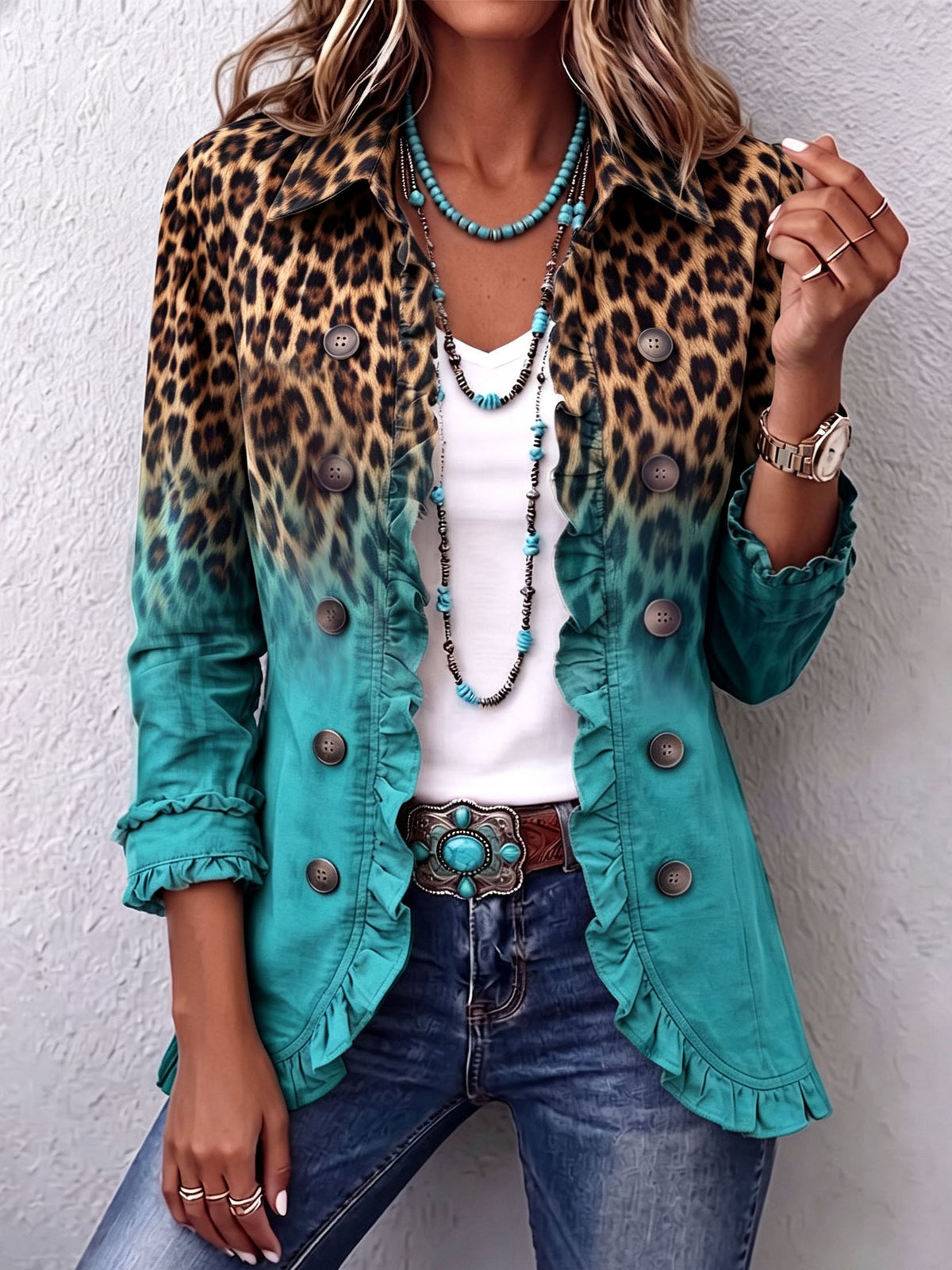Nivaya – veste blazer à imprimé léopard