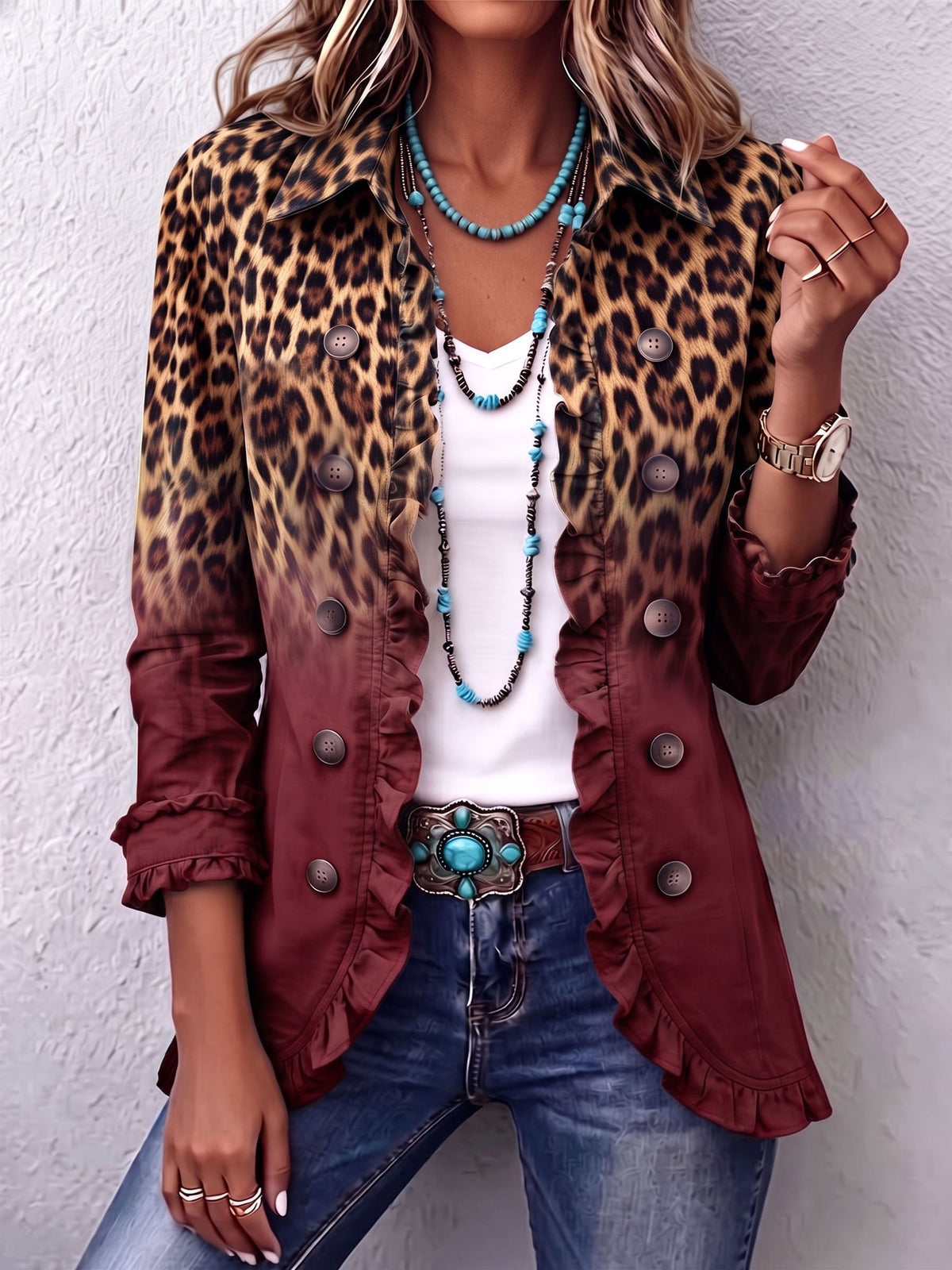 Nivaya – veste blazer à imprimé léopard