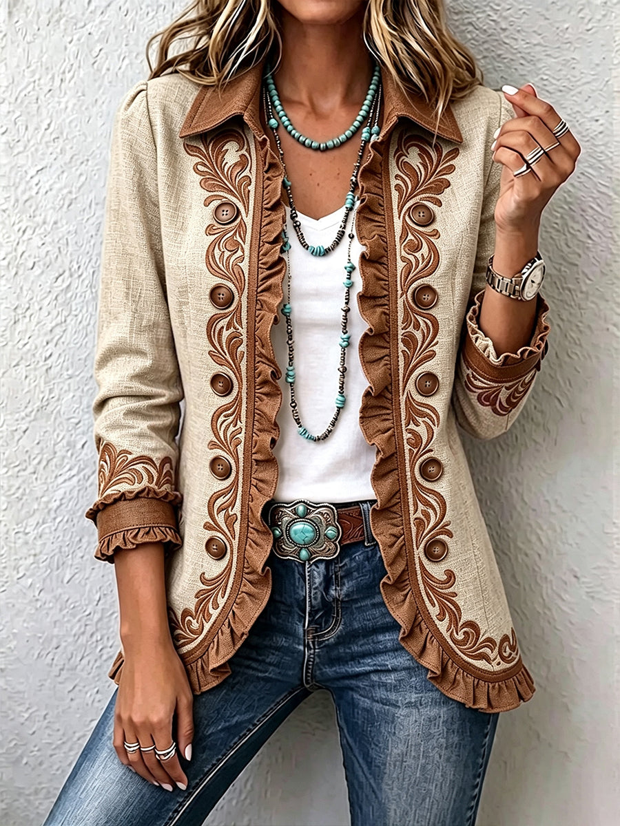 Novira – Veste ouverte à fleurs brodées