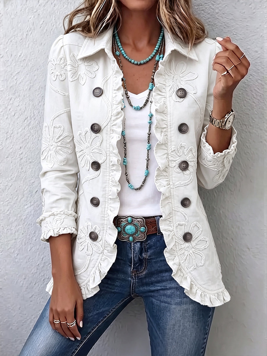 Vesara – veste tissée avec broderie florale