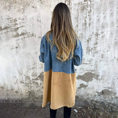 Calyra – Surpiqûres façon jean, tissé extensible, trench-coat