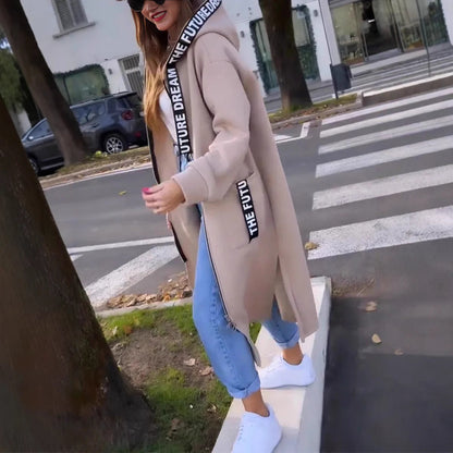 Rilena – Veste longue à capuche en coton extensible