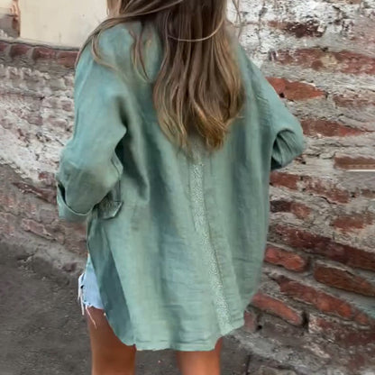 Ilyra – Blazer ouvert sur le devant en lin-coton