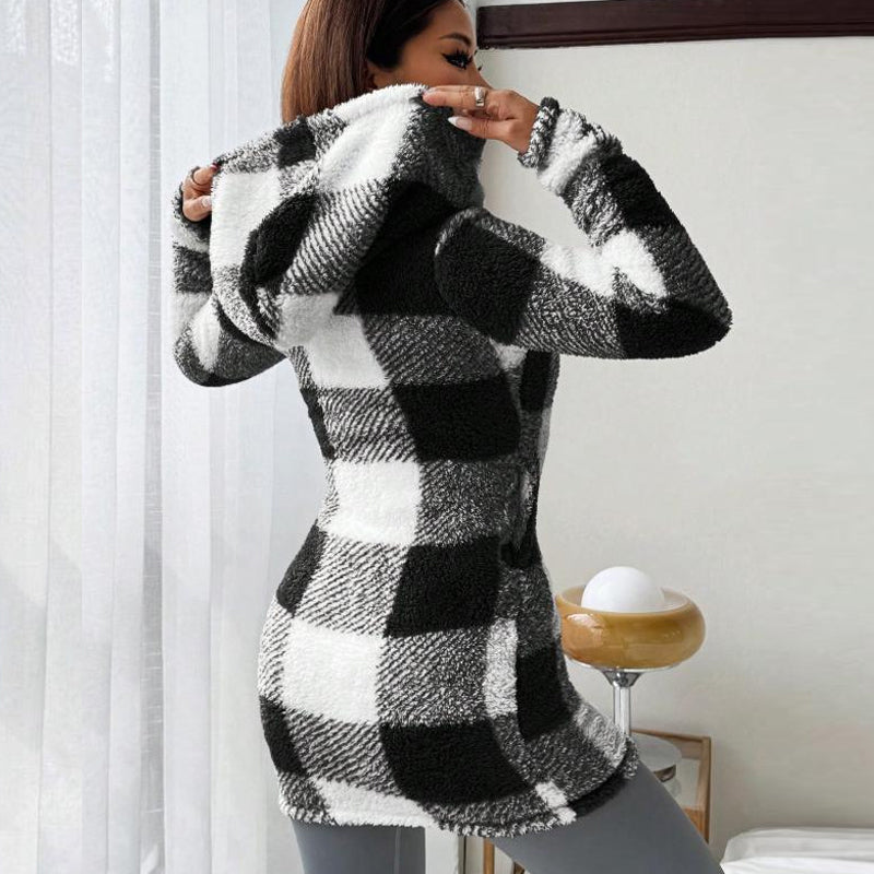 Bemira – Zippé à carreaux Buffalo, sweat à capuche