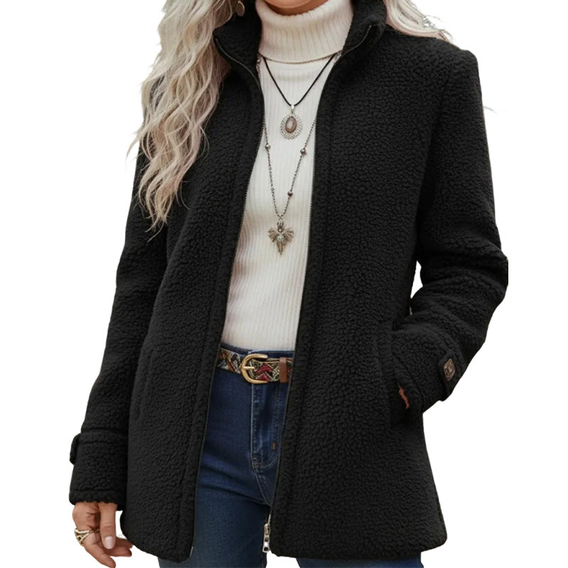 Rylena – Veste en polaire sherpa à col montant