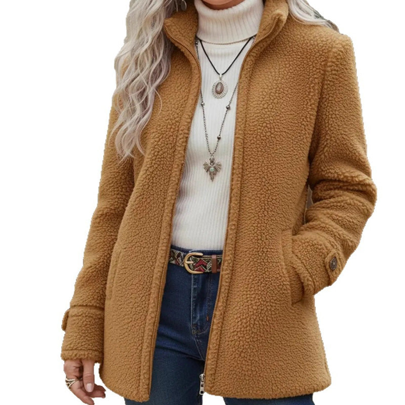 Rylena – Veste en polaire sherpa à col montant