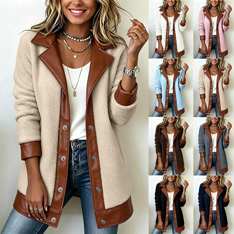Veluna – Veste en peluche à détails contrastés