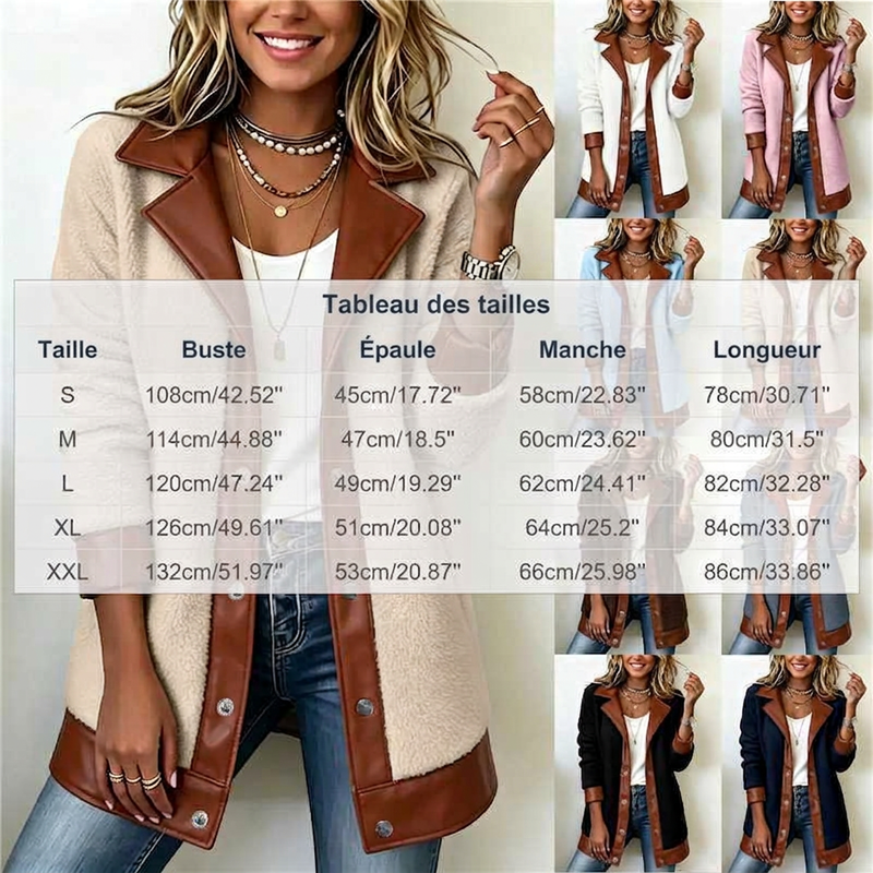 Veluna – Veste en peluche à détails contrastés