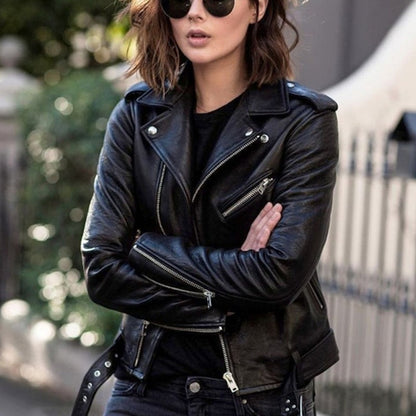 Avenya – veste de moto asymétrique à fermeture zippée enduite