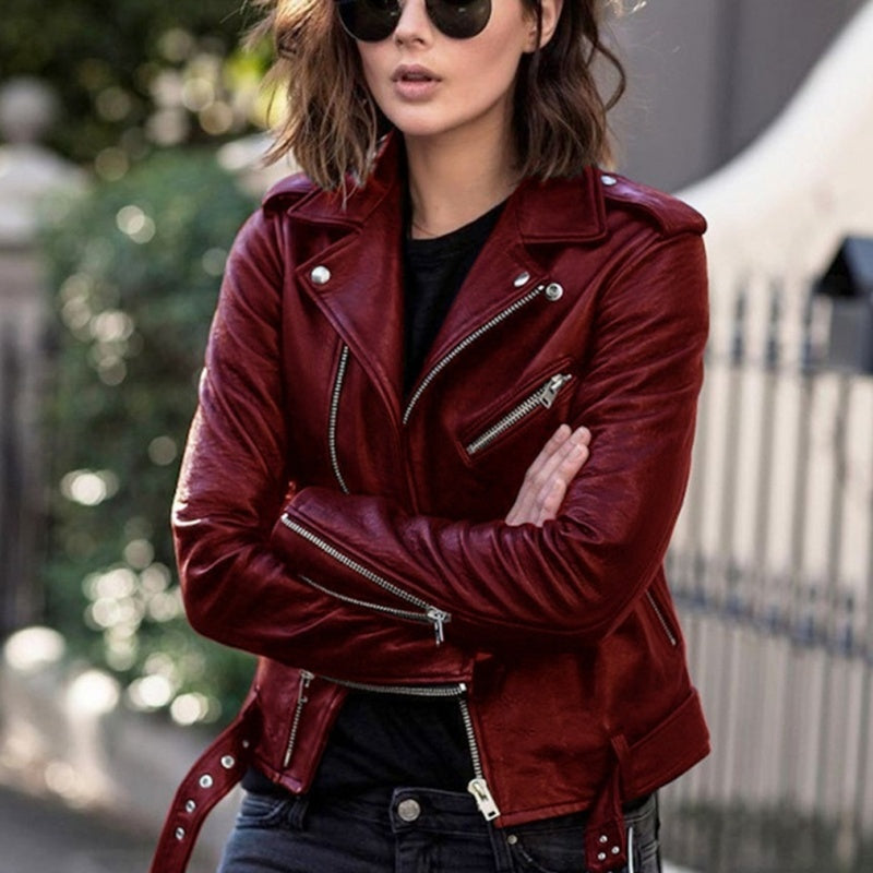 Avenya – veste de moto asymétrique à fermeture zippée enduite
