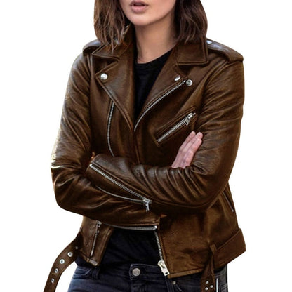 Avenya – veste de moto asymétrique à fermeture zippée enduite
