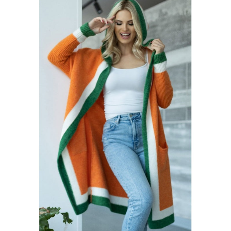 Avenli – cardigan à capuche en tricot à blocs de couleur